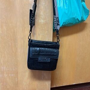 Steve Madden Black Embossed Messenger Bag